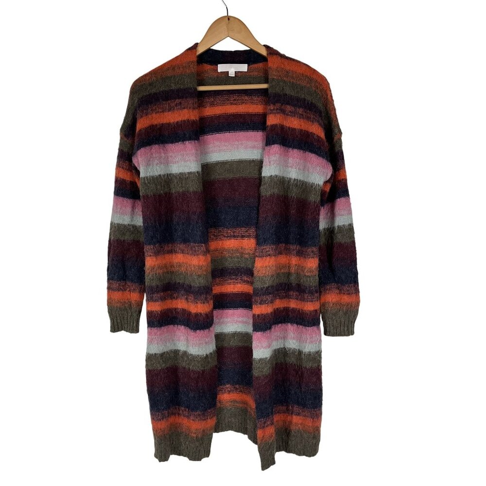 Adyson Parker Long Striped Cardigan Womens Small Wool & Alpaca Blend Colorful